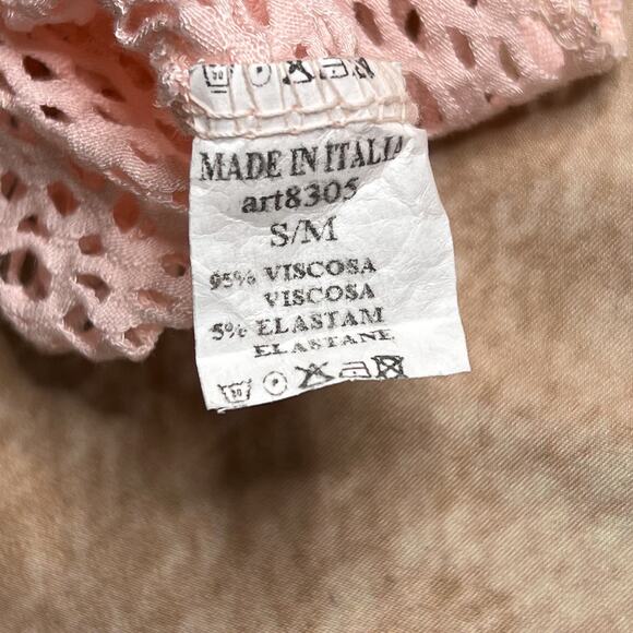 Vintage Y2K Made in Italy Pink Net Cut Out Cardigan Open Front Boxy Cut Euro - Picture 4 of 6